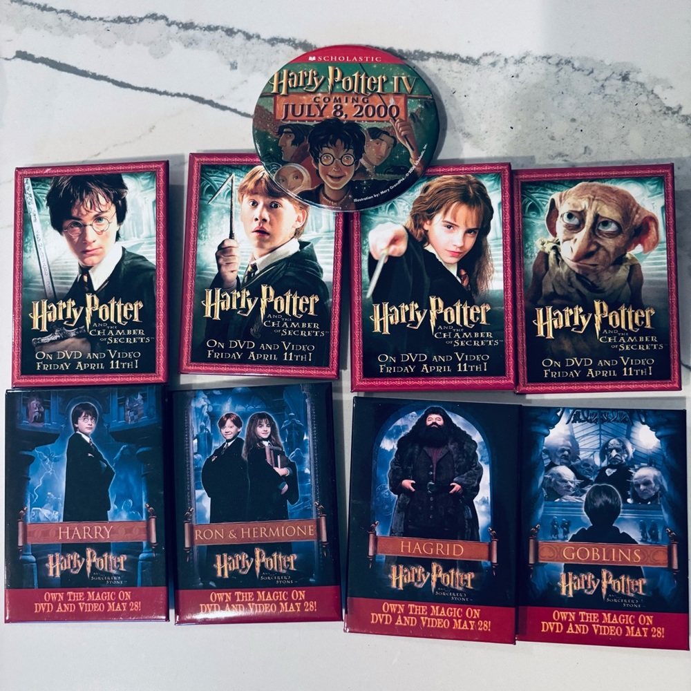 9 Pin Bundle: Harry Potter DVD, Video & Book Release Promotional Pins